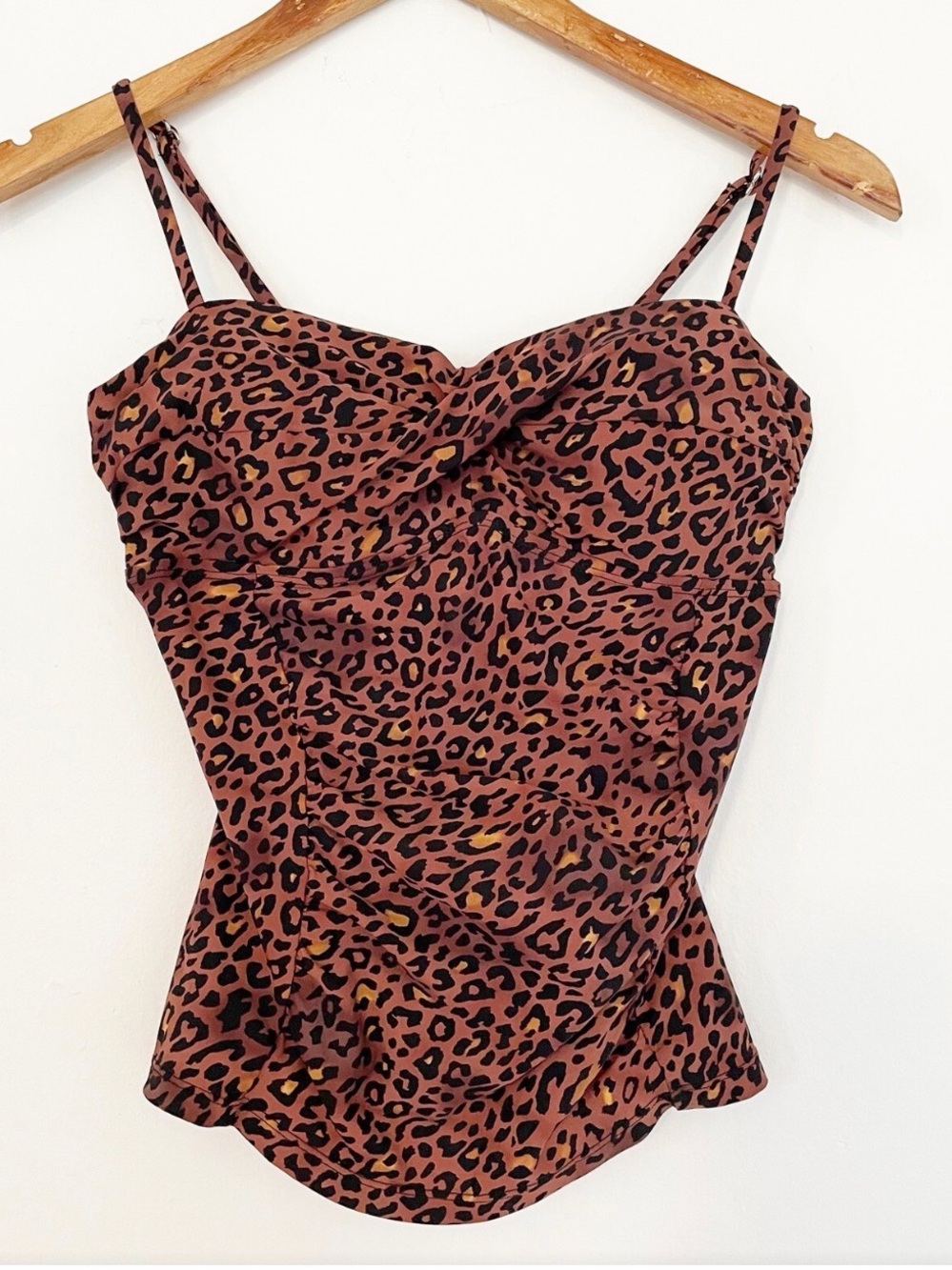 SPANX asset sz L Leopard Print Cami Top tankini swim top